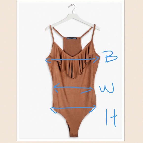 HARLOW & GRAHAM Faux Suede Bodysuit Caramel - Picture 7 of 11
